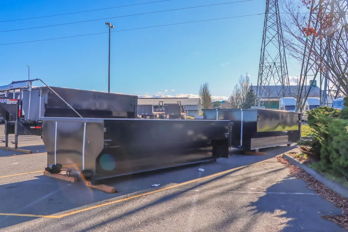 Roll-off dumpster ready for waste disposal at job site for 15 Yard Dumpster Rental in Oak Brook